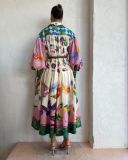 Vintage French court style pleated long sleeved loose fitting dress