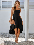 Solid casual ruffle strap dress