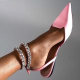 Roman style solid color strapping pointed low heeled sandals for women