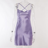 Casual backless short skirt with sexy slim fitting strap design, wrap buttocks and suspender dress