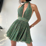 Sexy Slim Fit Show Chest Fragmented Deep V-neck Dress