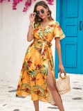 Printed Split Mid length Dress