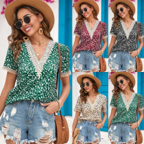 Small floral lace patchwork shirt top Small floral lace patchwork shirt top