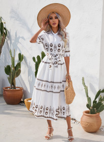 Summer Ethnic Style Printed 3/4 Sleeve Dress