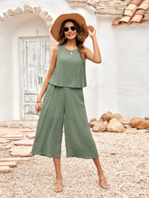 Solid casual loose sleeveless women's jumpsuit