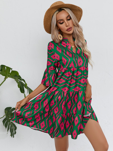 Loose V-neck casual short skirt