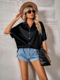 Fashion lapel loose fitting solid color shirt