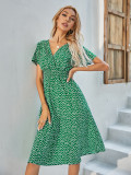 Summer floral print short sleeved dress