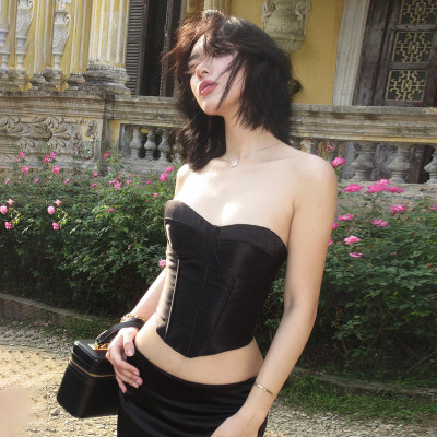 Slim fitting satin bra vest top
