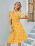 Summer floral print short sleeved dress