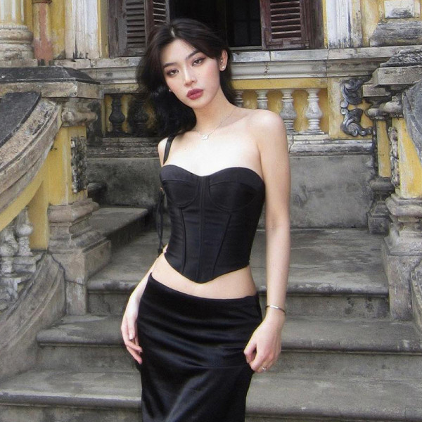 Slim fitting satin bra vest top
