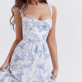Strap Dress Fragmented Flower A Swing Cake Dress