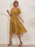 Summer floral print short sleeved dress