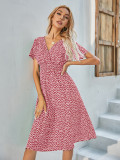 Summer floral print short sleeved dress