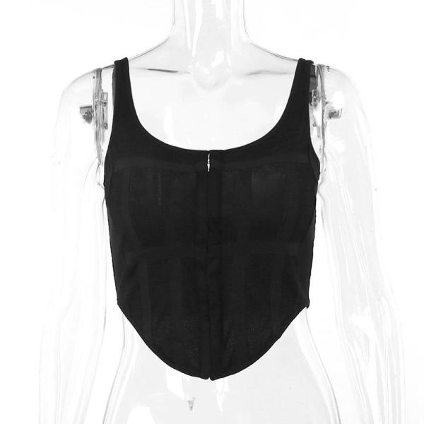 Slim fitting top design with a vest thread hook button top