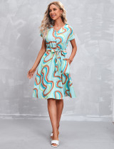 New Elegant Printed Short Sleeve Dress