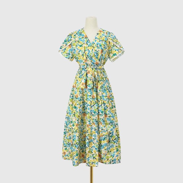 Dress Summer Small Flower Split V-Neck Dress