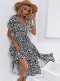 Dress Summer Small Flower Split V-Neck Dress