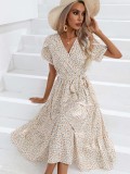 Dress Summer Small Flower Split V-Neck Dress