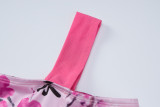 Summer New Women's Chinoiserie Printed Off the neck Slim Slim Dress
