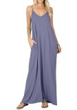 Solid pocket Camisole loose long dress