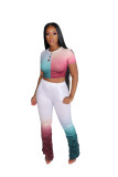 Gradient Pleated Stacked Split Micro Horn Set A3207