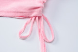 Sexy Hanging Neck Wrapped Chest Slim Fit Wrinkled Shorts Two Piece Fashion Set