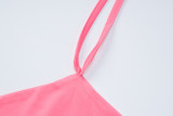 Summer New Solid Color Sleeveless Hanging Neck Lace Up Open Back Sexy High Waist Dress