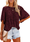 Chiffon shirt, flared sleeves, doll outfit, lace cut out top