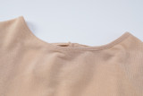 Solid ribbed long sleeved sexy backless slim fitting dress