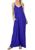 Solid pocket Camisole loose long dress