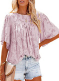 Chiffon shirt, flared sleeves, doll outfit, lace cut out top