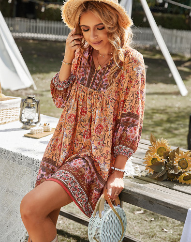 Bohemian casual vacation style dress
