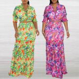 Fashionable Print Tie Up Set Two Piece Set