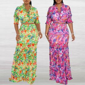 Fashionable Print Tie Up Set Two Piece Set