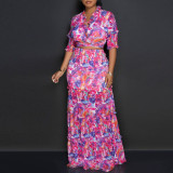 Fashionable Print Tie Up Set Two Piece Set