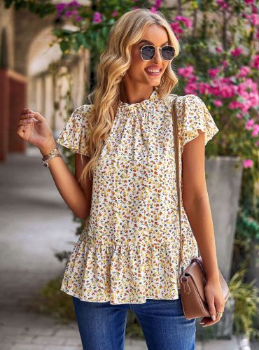 Fragmented Blossom Women's Top Resort Style