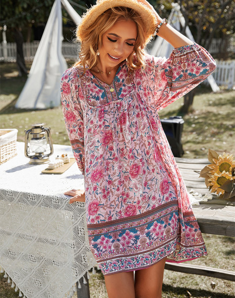 Bohemian casual vacation style dress