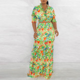 Fashionable Print Tie Up Set Two Piece Set