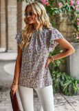 Loose casual top with floral round neck shirt