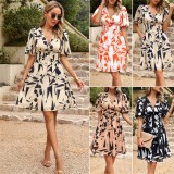 Temperament waistband V-neck short skirt