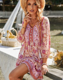 Bohemian casual vacation style dress short skirt