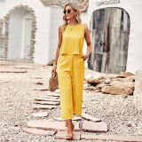 Sleeveless top and cropped pants two-piece set