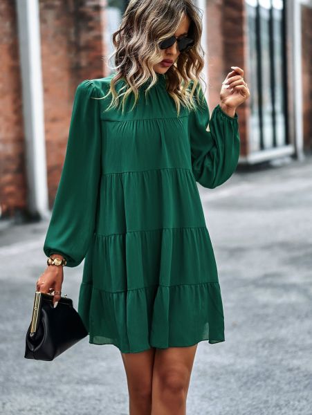 Round neck long sleeved loose fitting dress