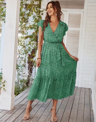 Sexy and elegant dress, spring/summer printed casual vacation dress