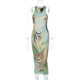 Printed Slim Fit Sleeveless Dress