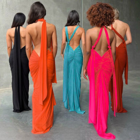 Sexy Open Back Hollow Sleeveless Dress