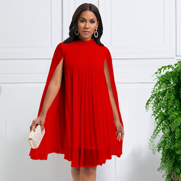 Chiffon Pullover Cape Bat Sleeve Large Dress