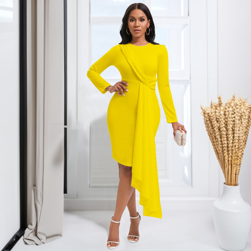 Long sleeve lady temperament elegant OL Pencil skirt large African dress
