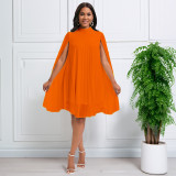 Chiffon Pullover Cape Bat Sleeve Large Dress